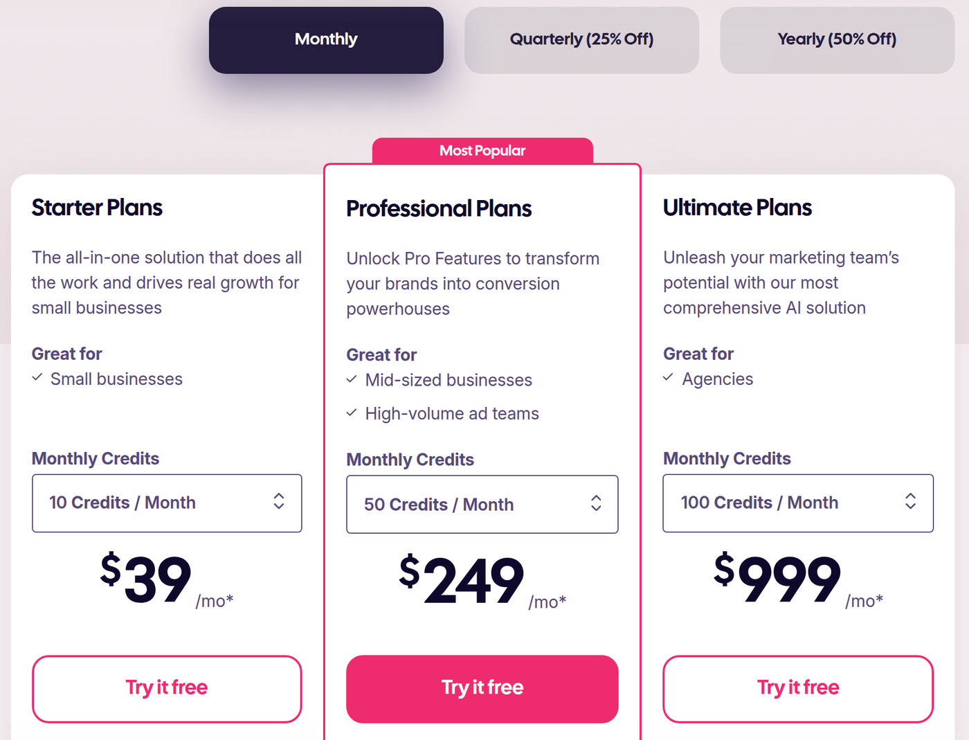 AdCreative.ai pricing