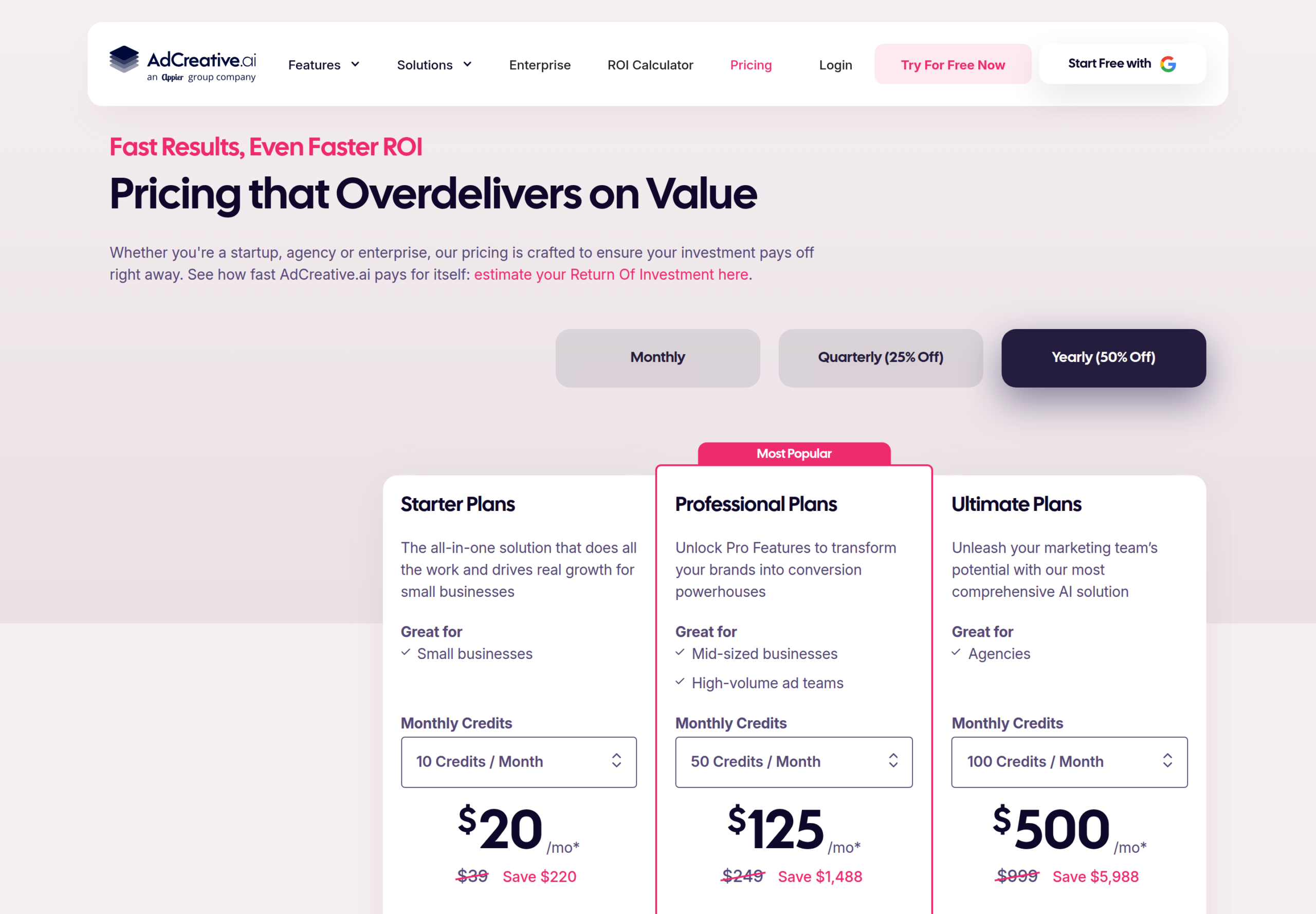AdCreative.ai pricing