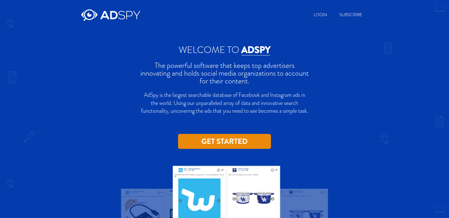 AdSpy homepage AdSpy homepage