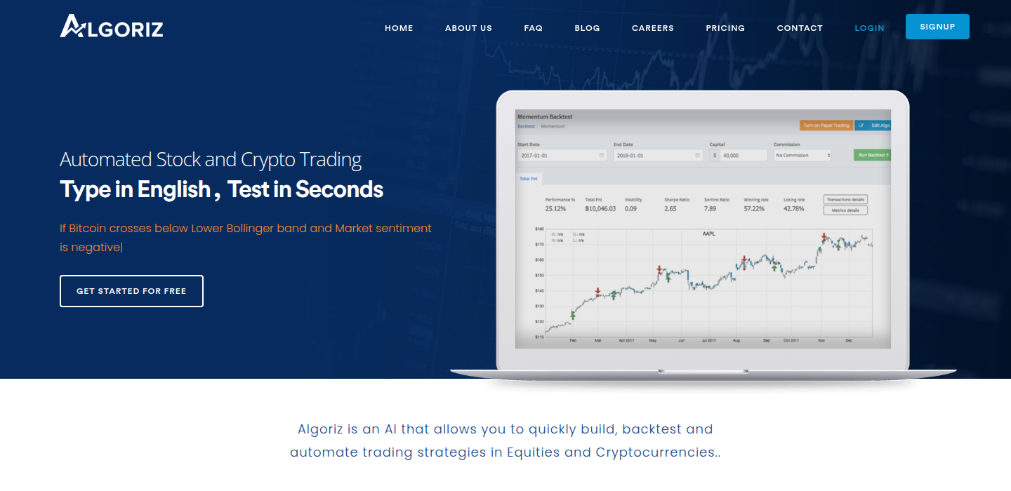 Algoriz homepage Algoriz homepage