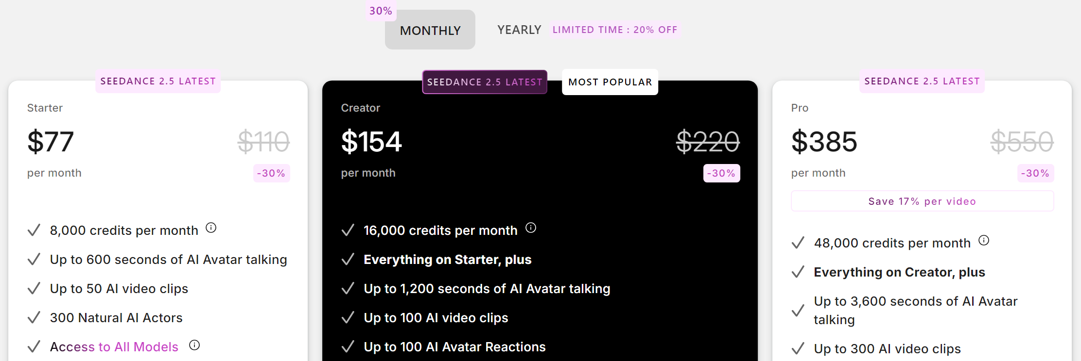 Arcads pricing