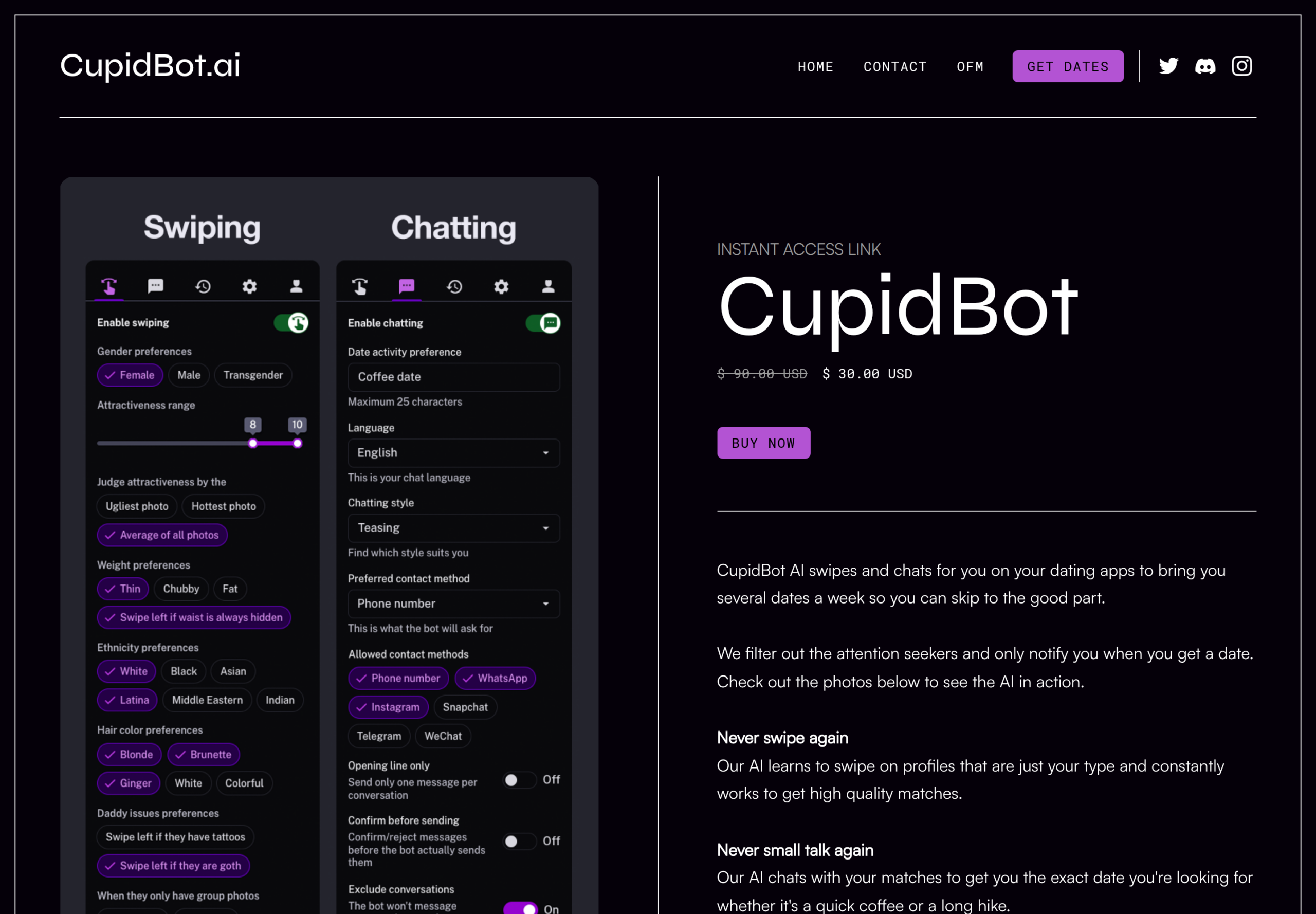 CupidBot pricing