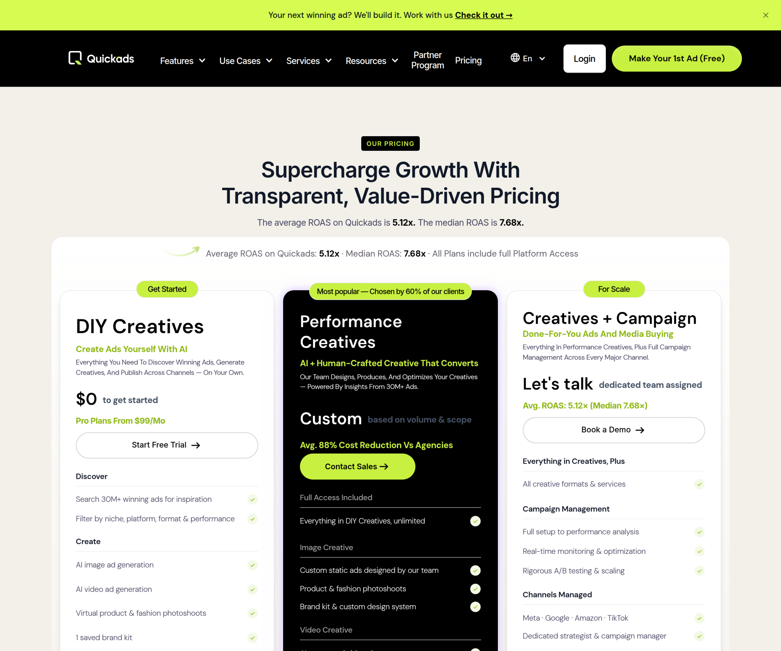 Quickads pricing