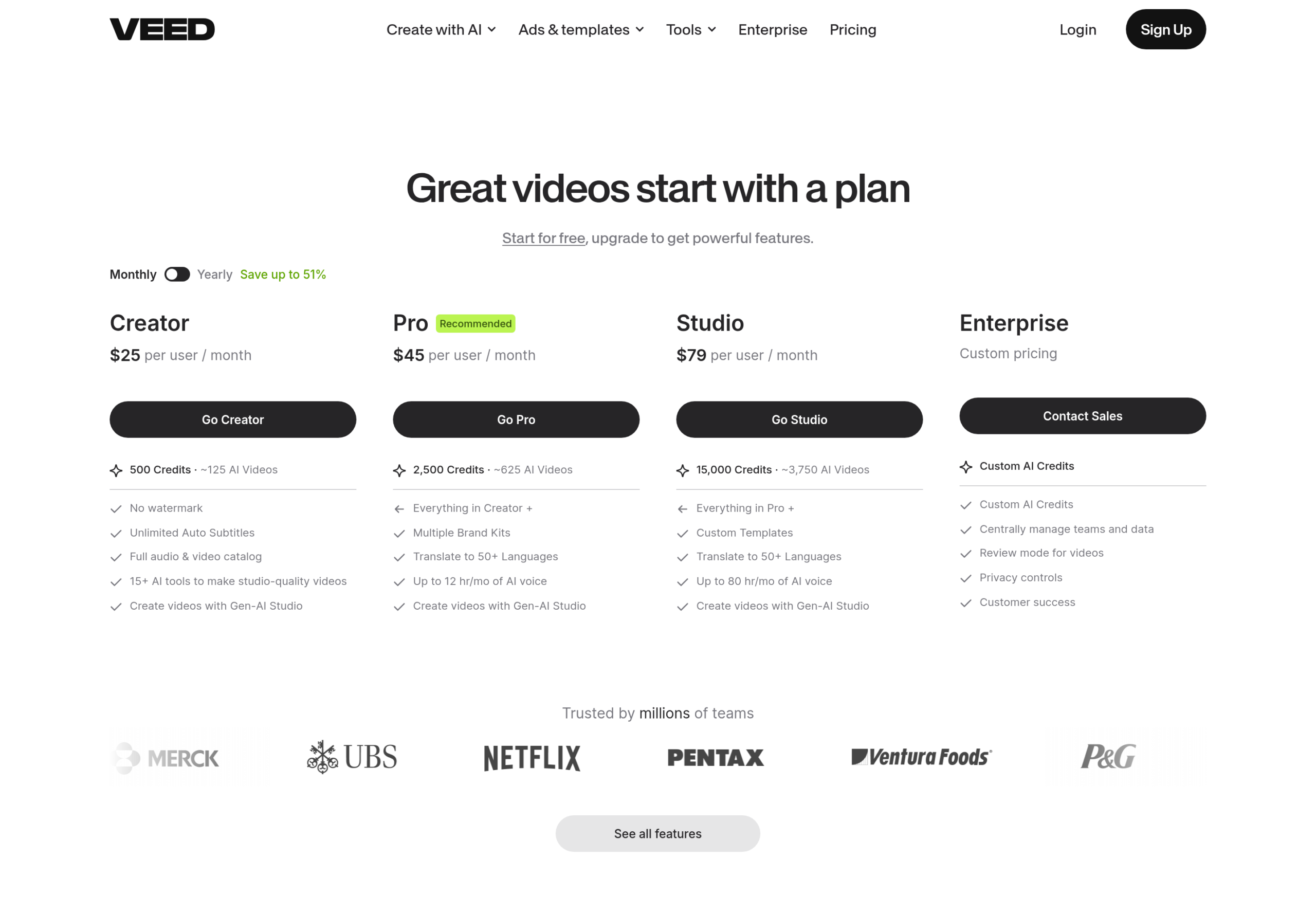 VEED pricing