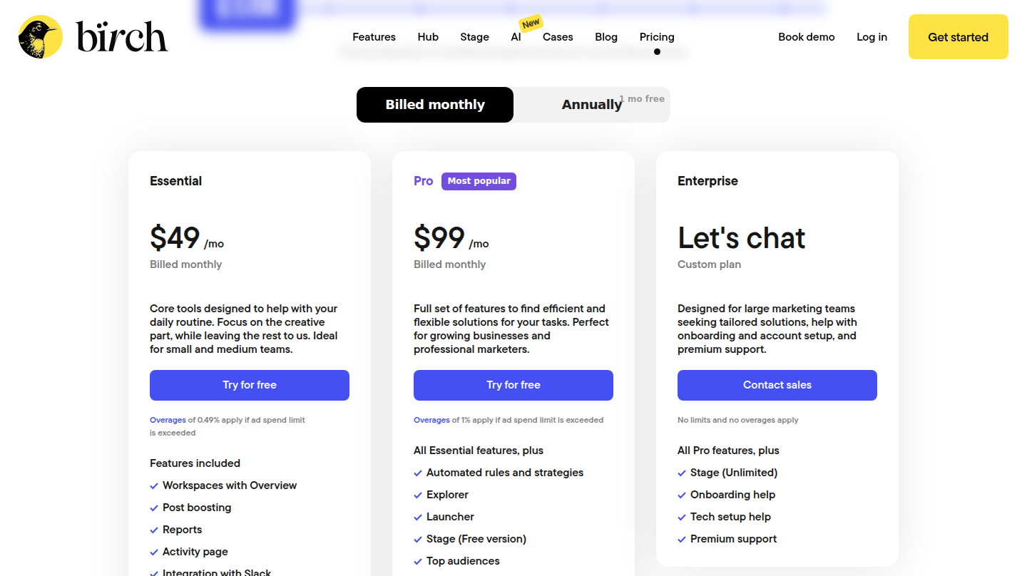 Bïrch pricing