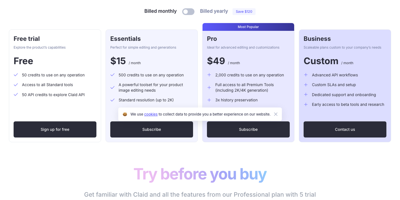 Claid.ai pricing