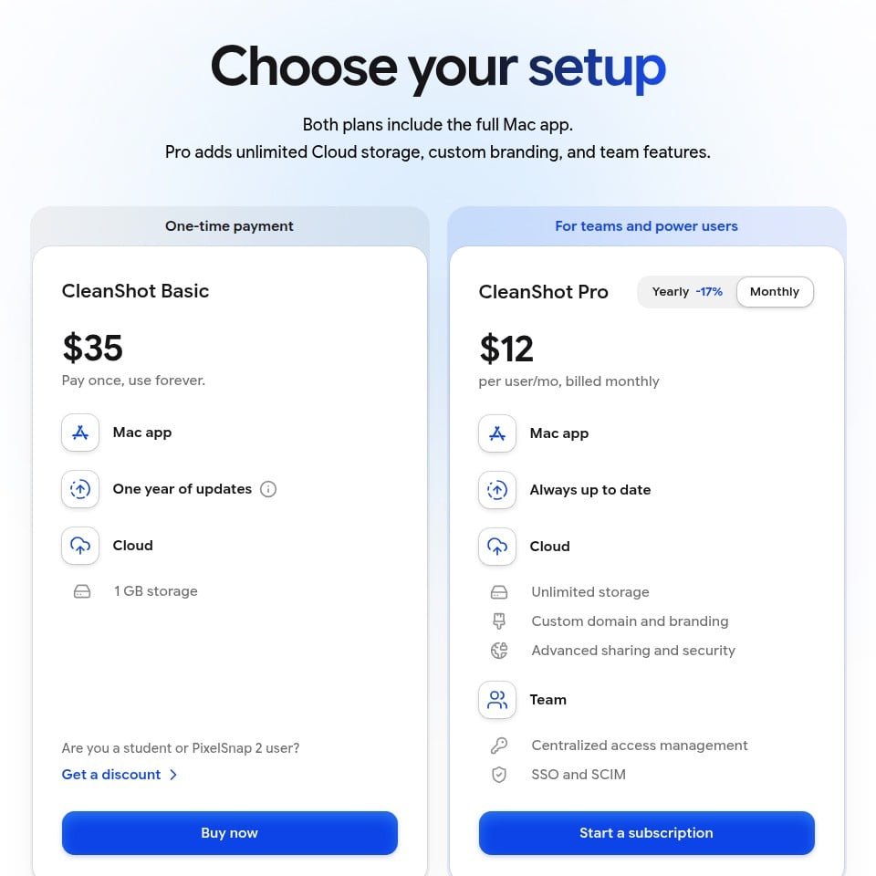 CleanShot pricing