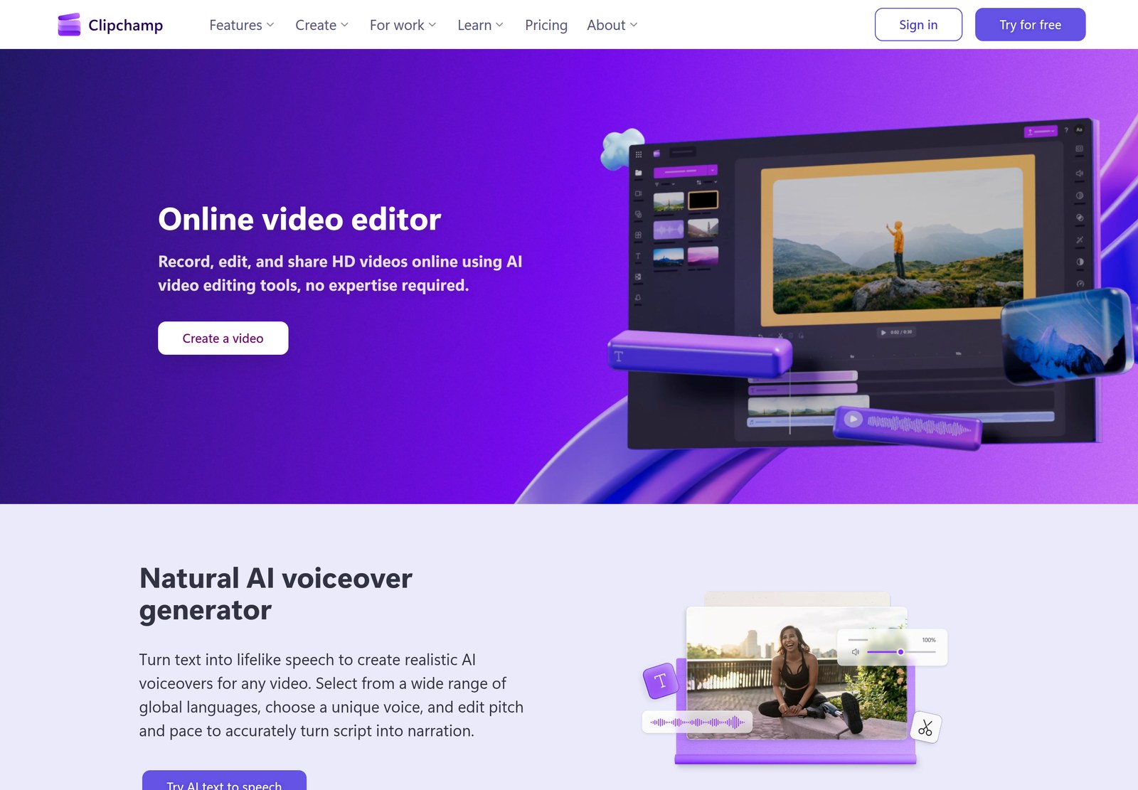 Clipchamp home
