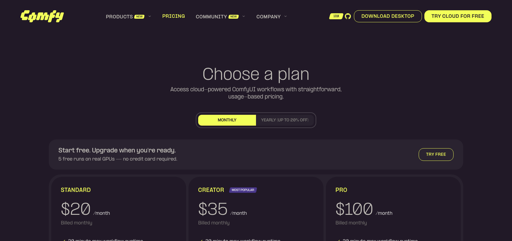 ComfyUI pricing