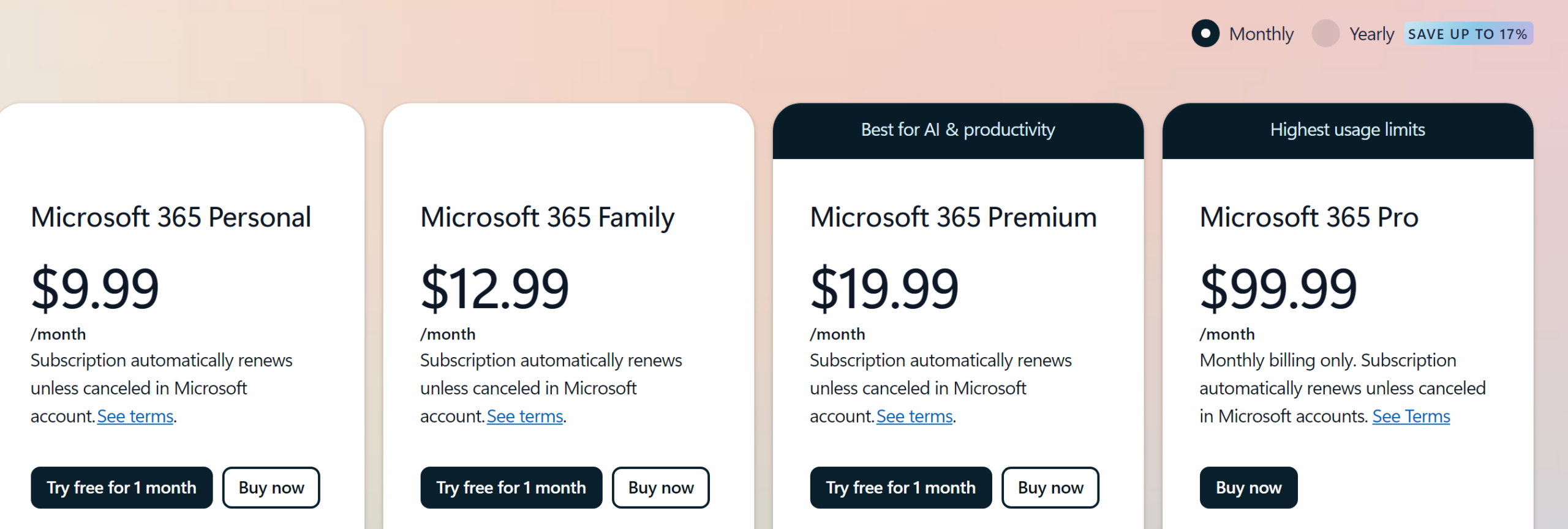 Microsoft Copilot pricing