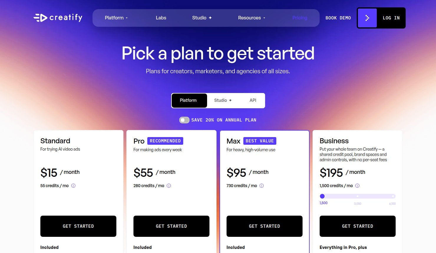 Creatify pricing