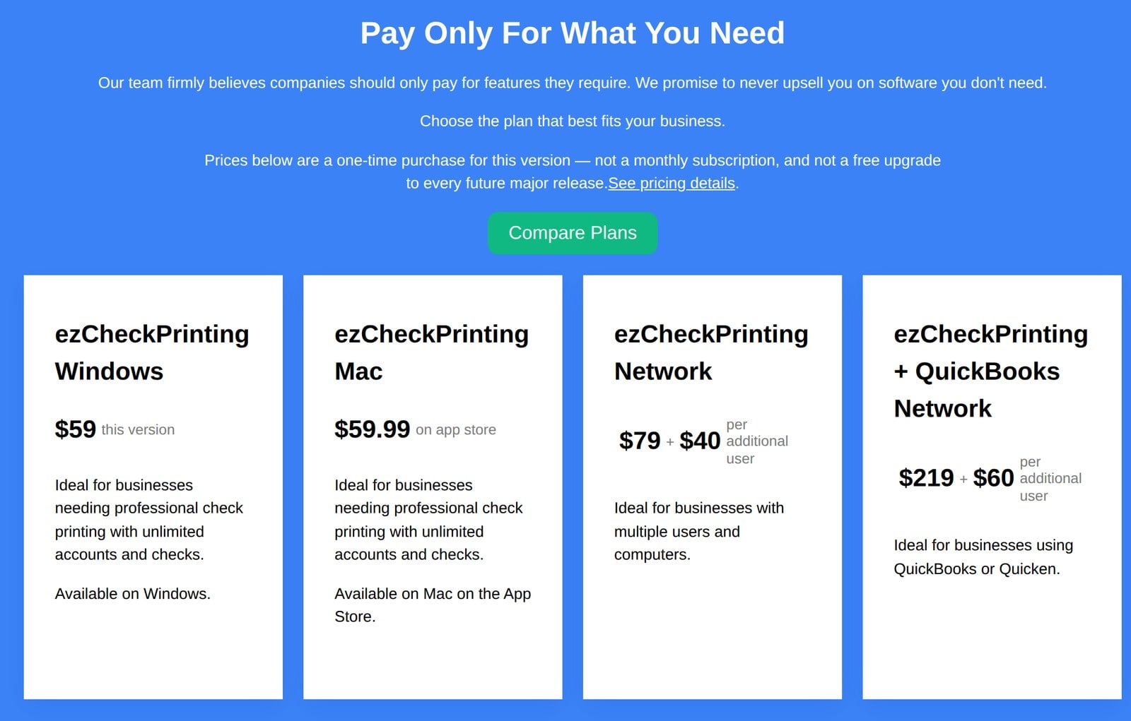 ezCheckPrinting pricing