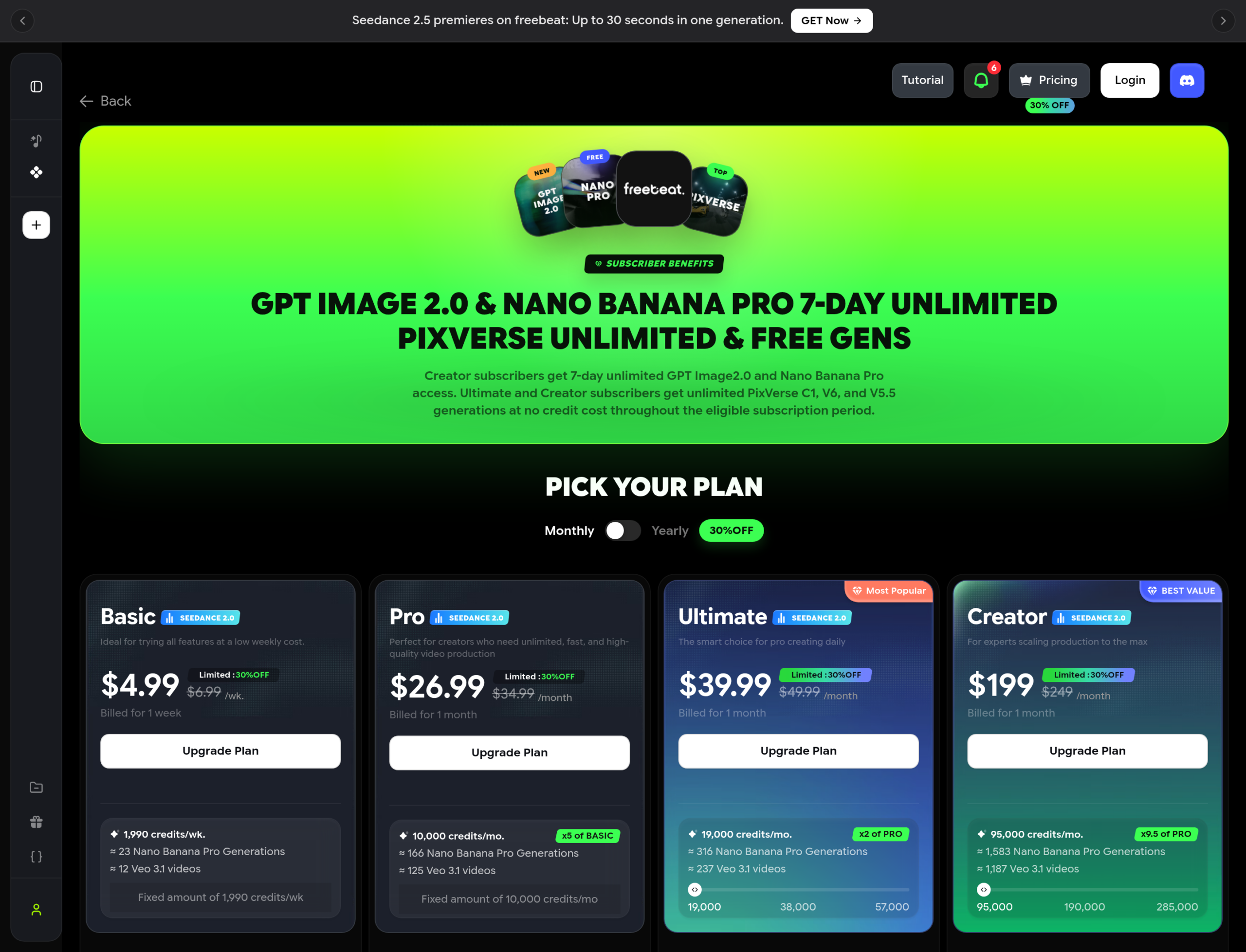 Freebeat pricing