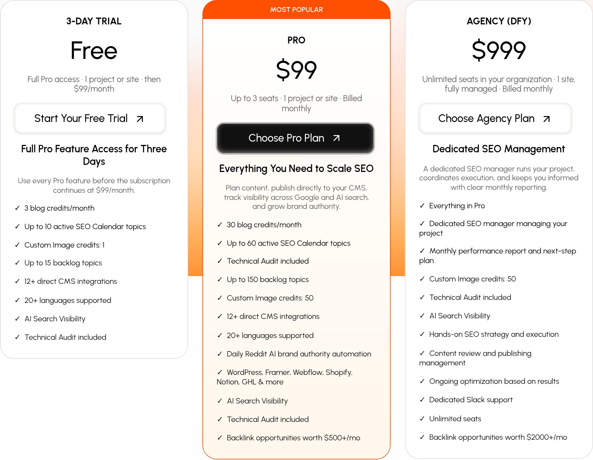 Keytomic pricing: 3-day trial, Pro and Agency (DFY) plans