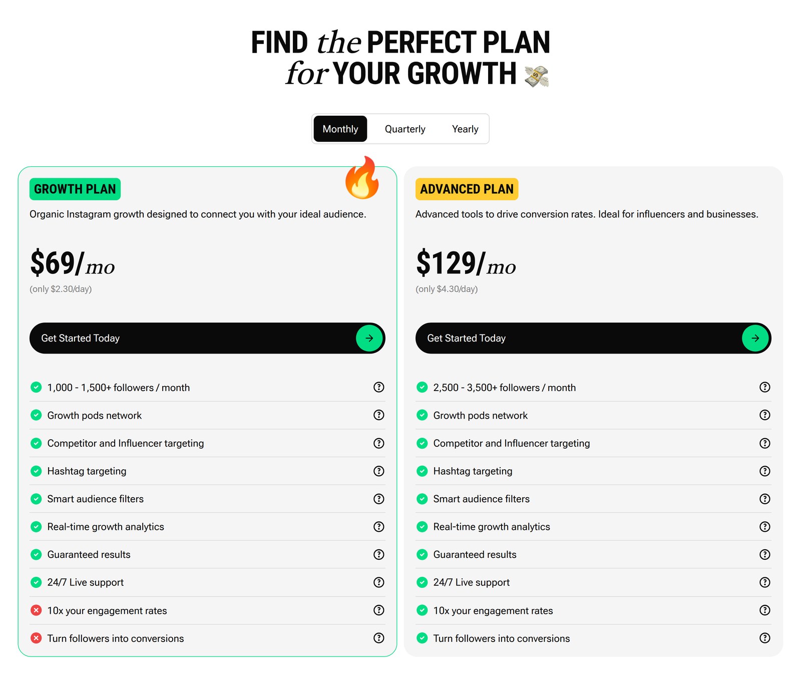 Kicksta pricing