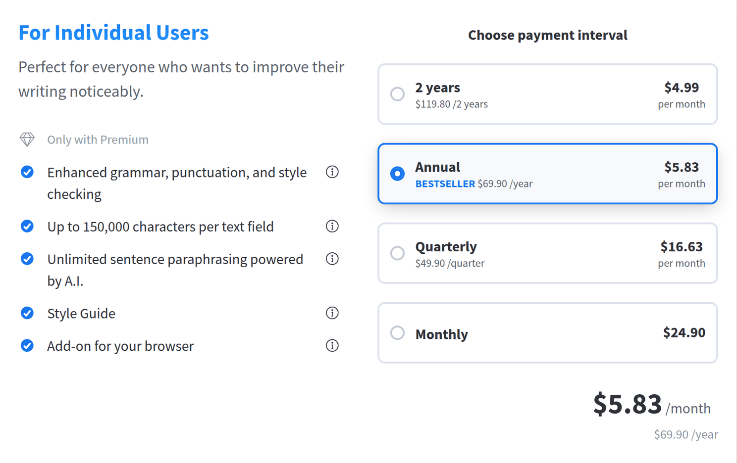 LanguageTool pricing