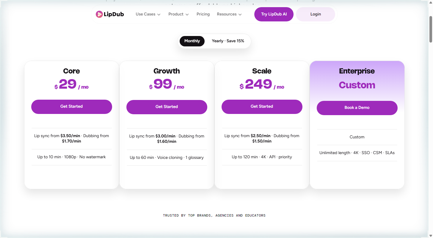 LipDub AI pricing