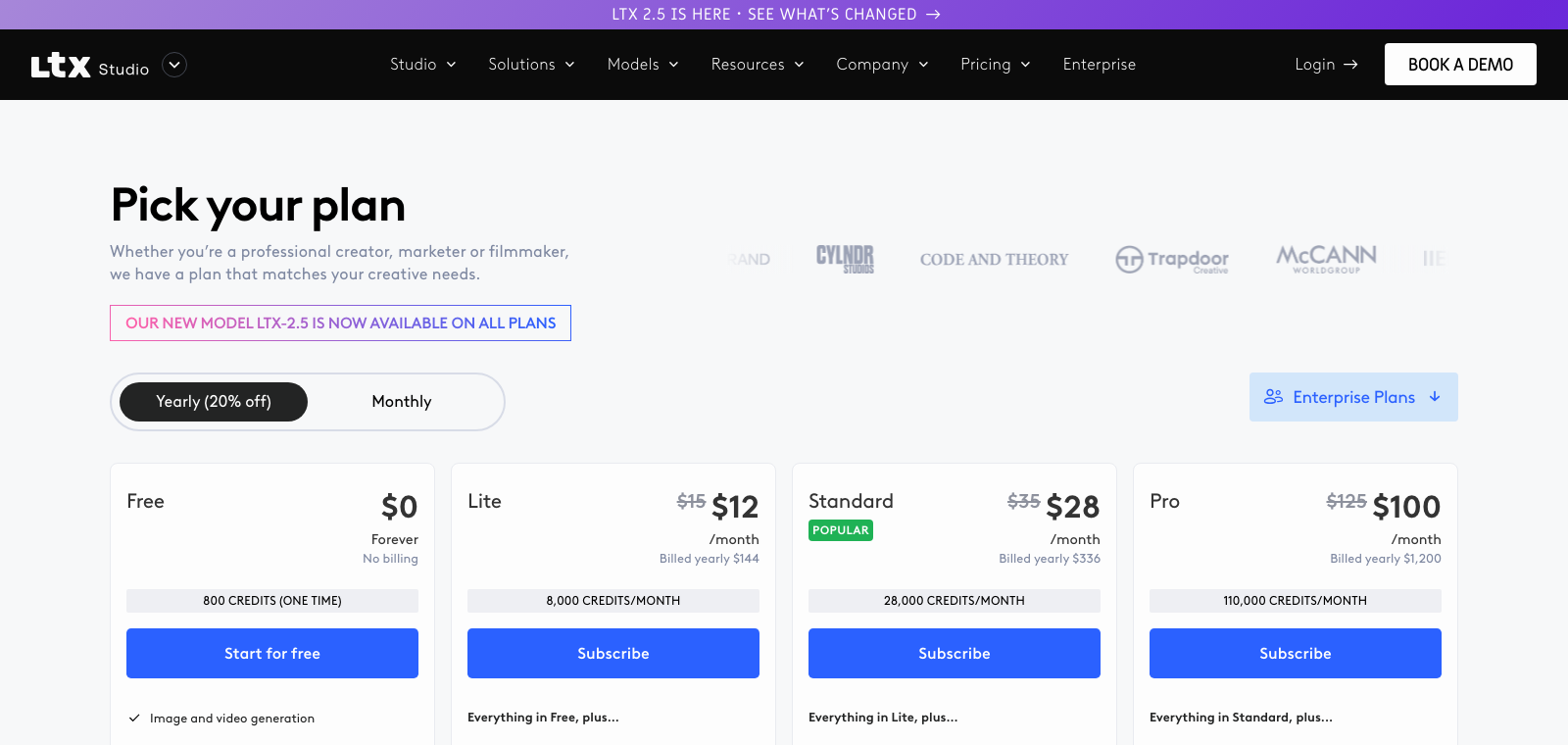 LTX Studio pricing