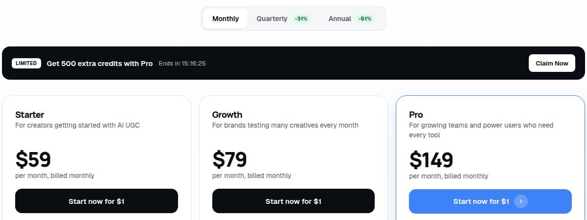 MakeUGC pricing