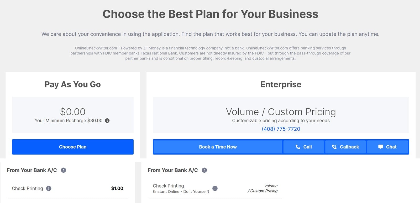 Online Check Writer pricing