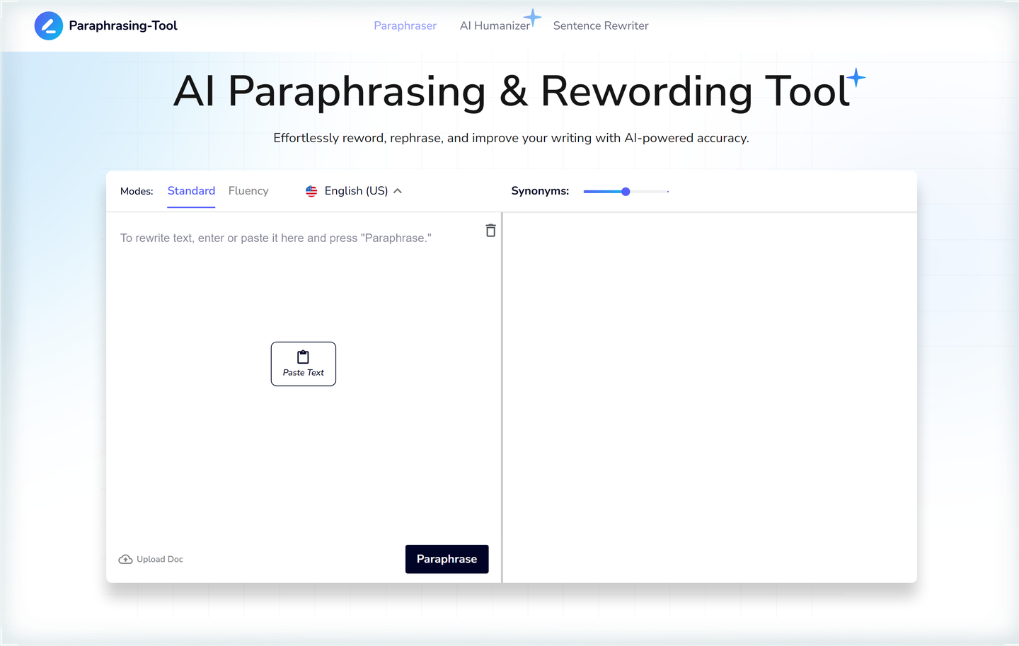 Paraphrasing-Tool homepage