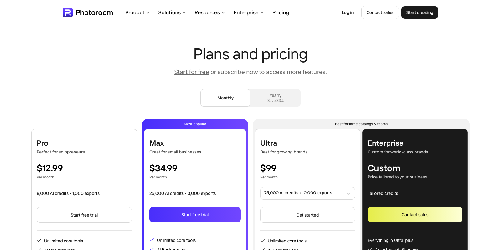 Photoroom pricing