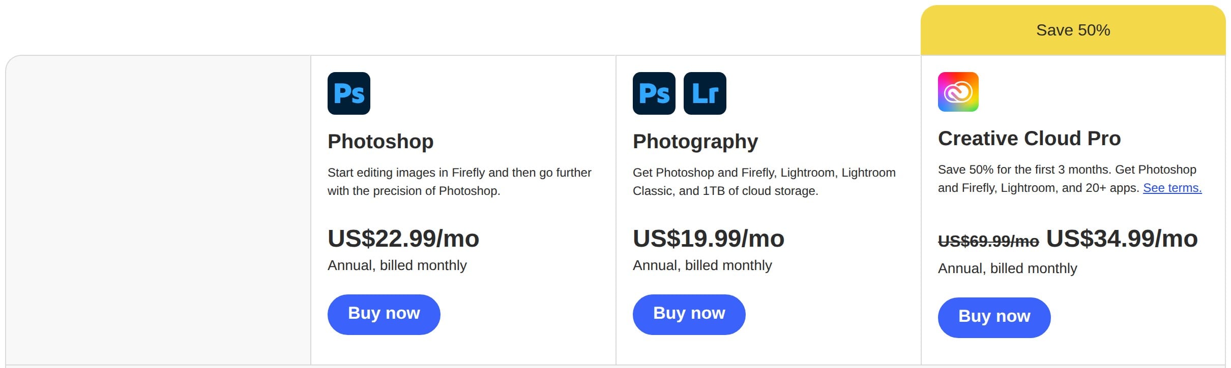 Adobe Photoshop pricing