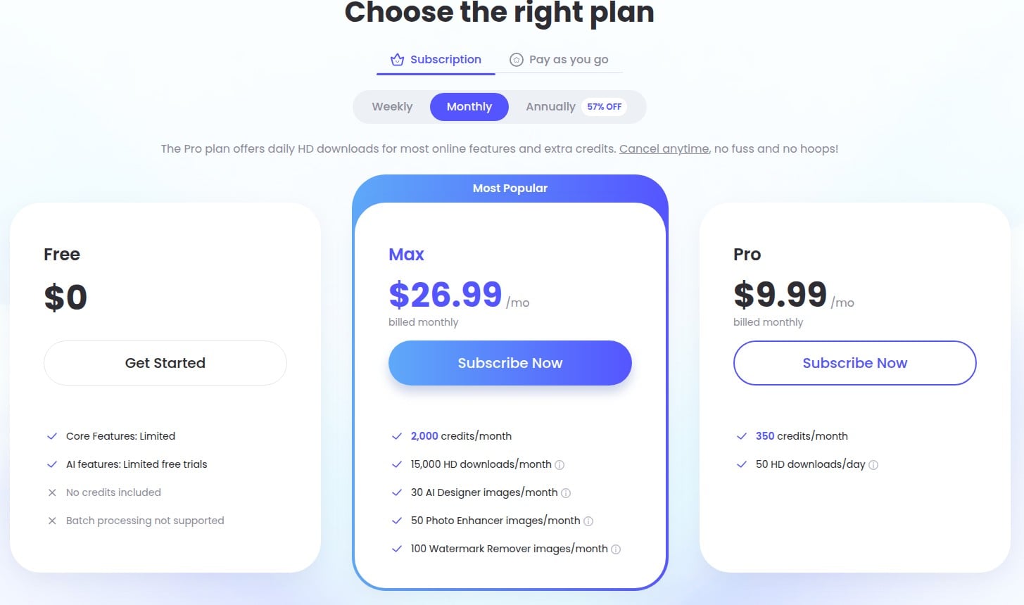 PicWish pricing