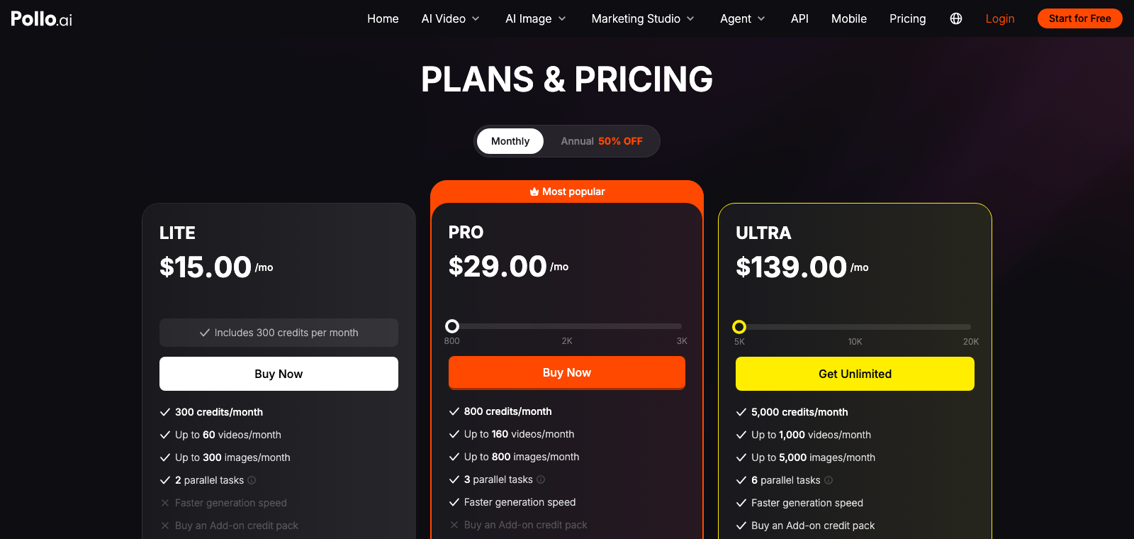 Pollo AI pricing
