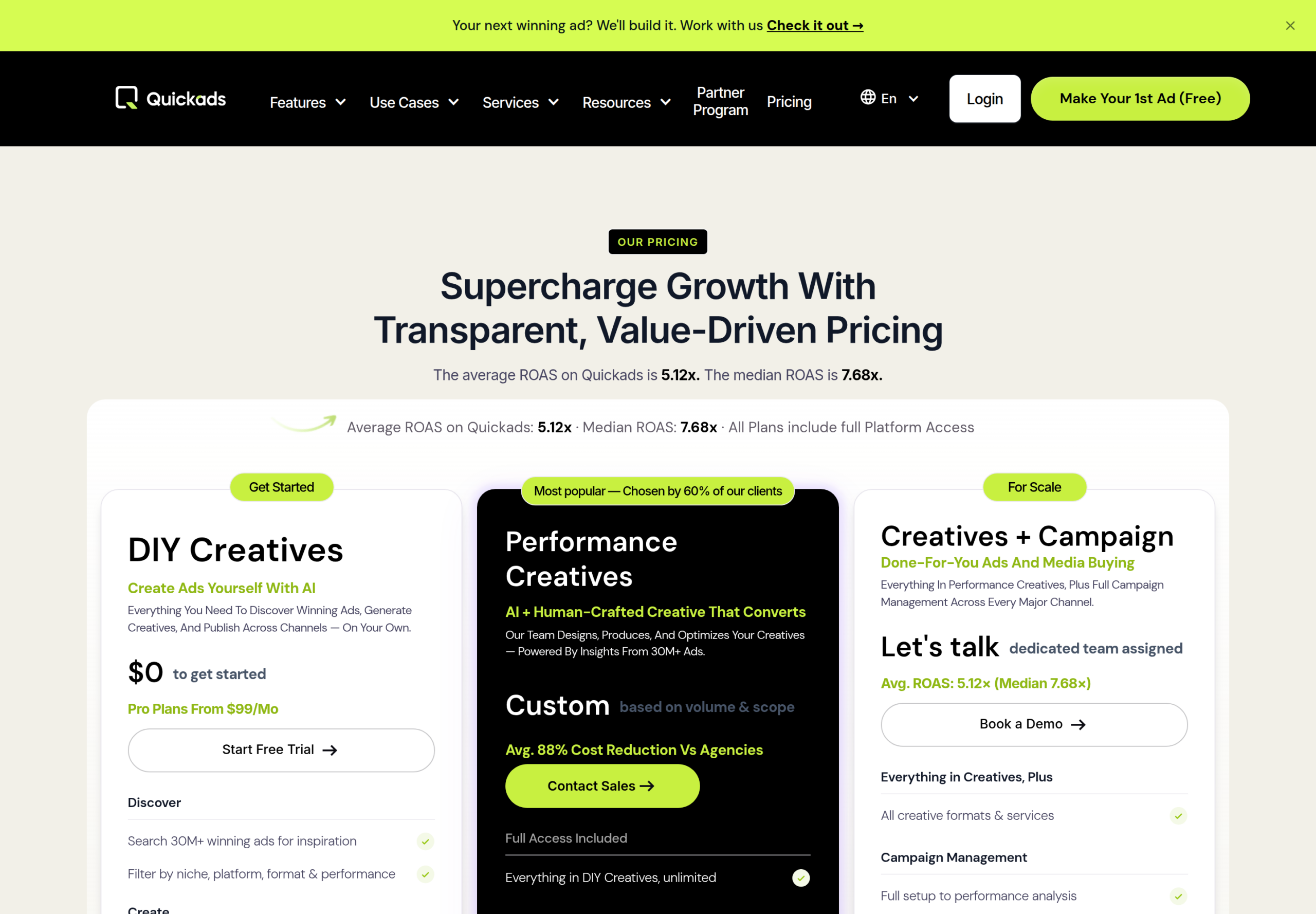 Quickads pricing