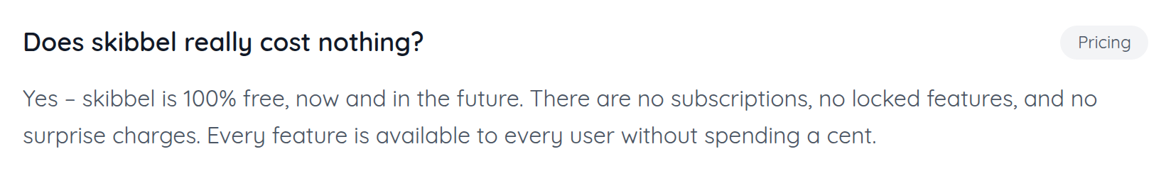 Skibbel pricing
