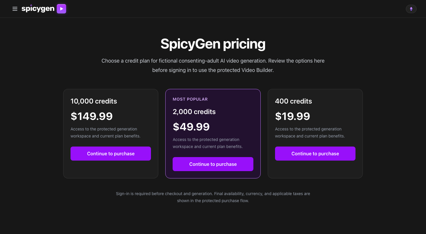 SpicyGen pricing