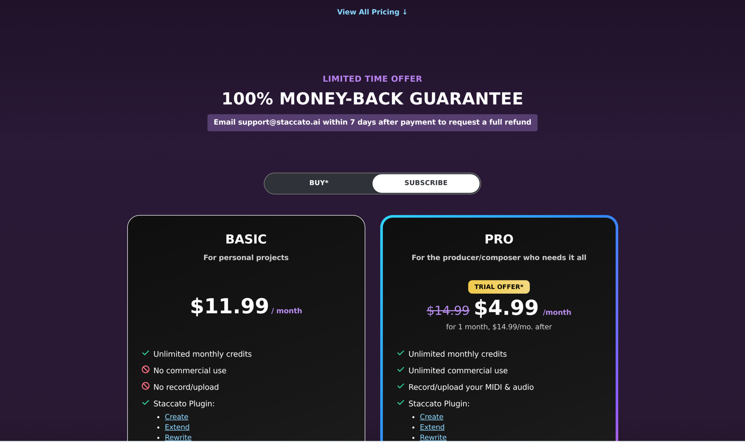 Staccato pricing
