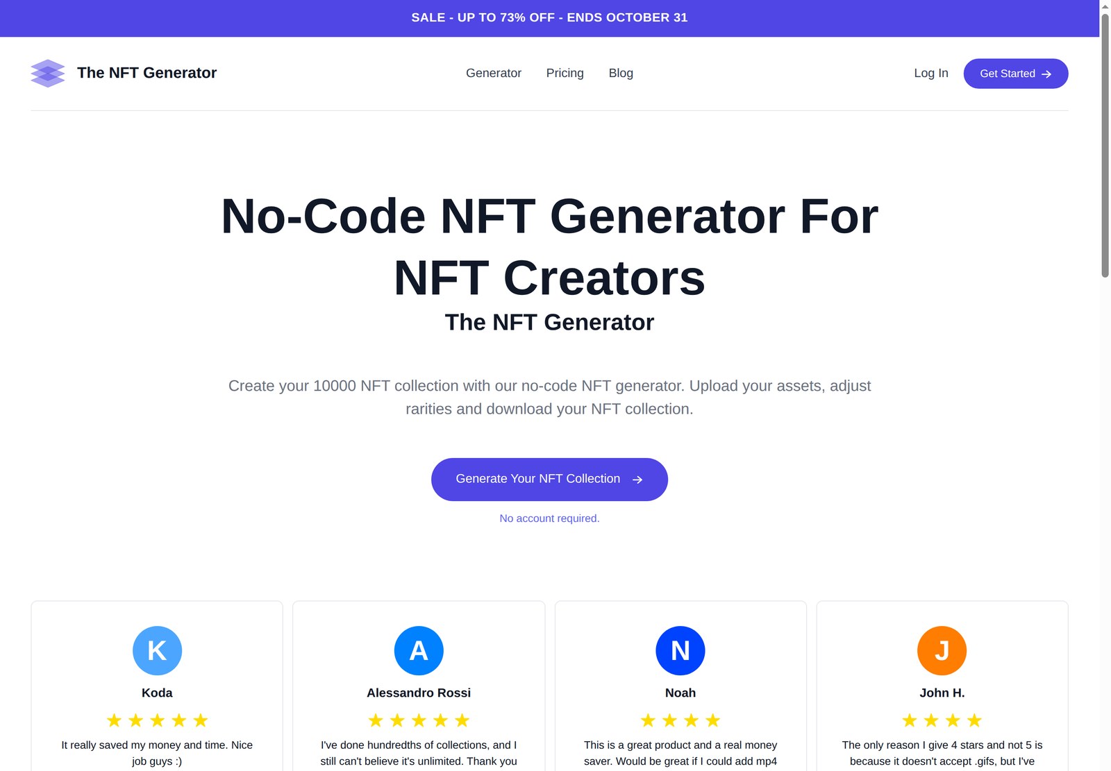 The NFT Generator home