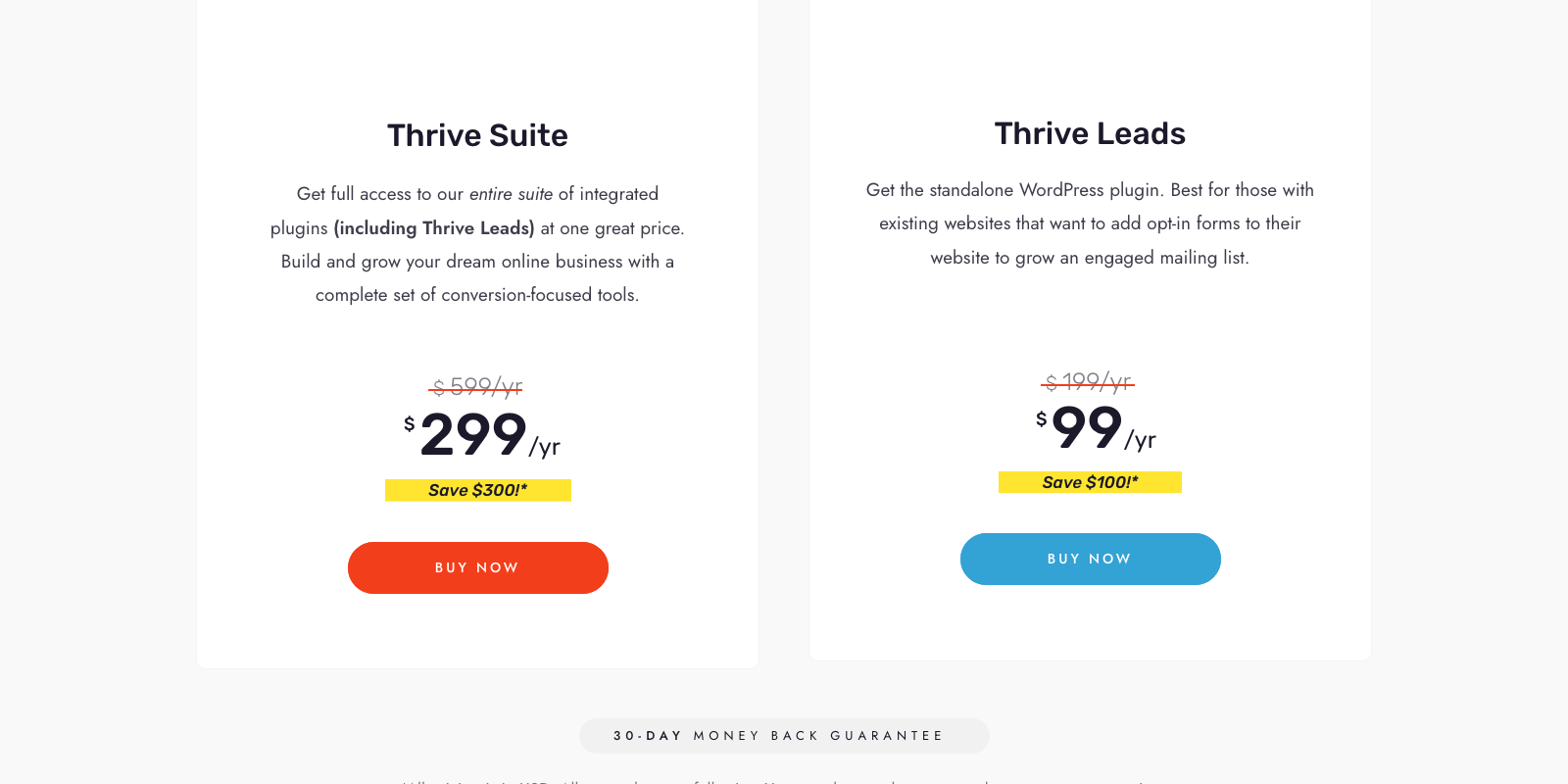 Thrive Leads pricing