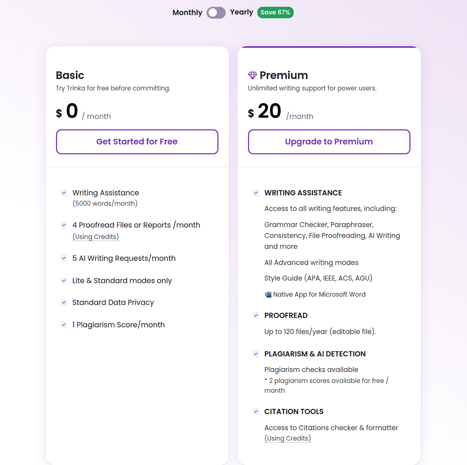 Trinka pricing