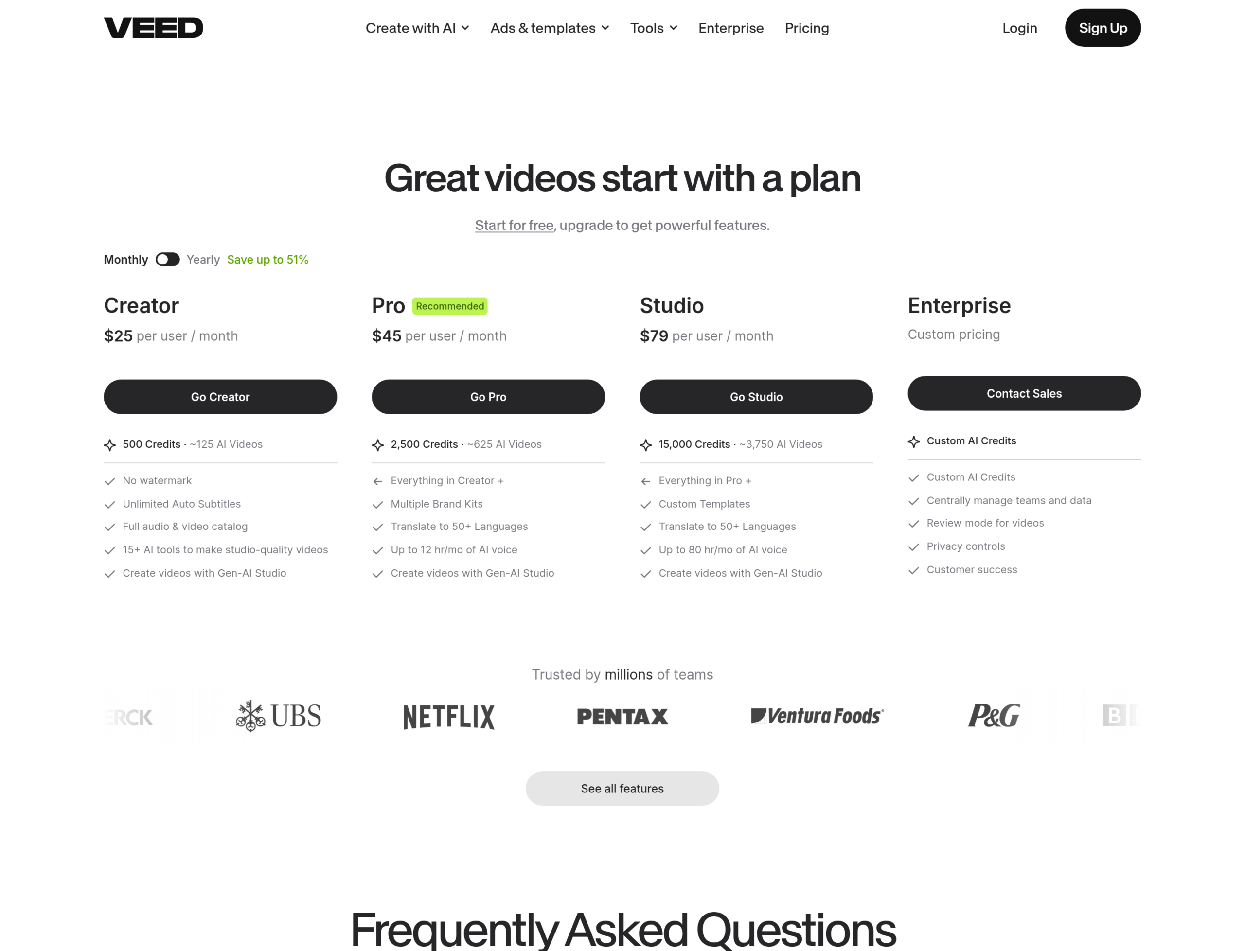 VEED pricing