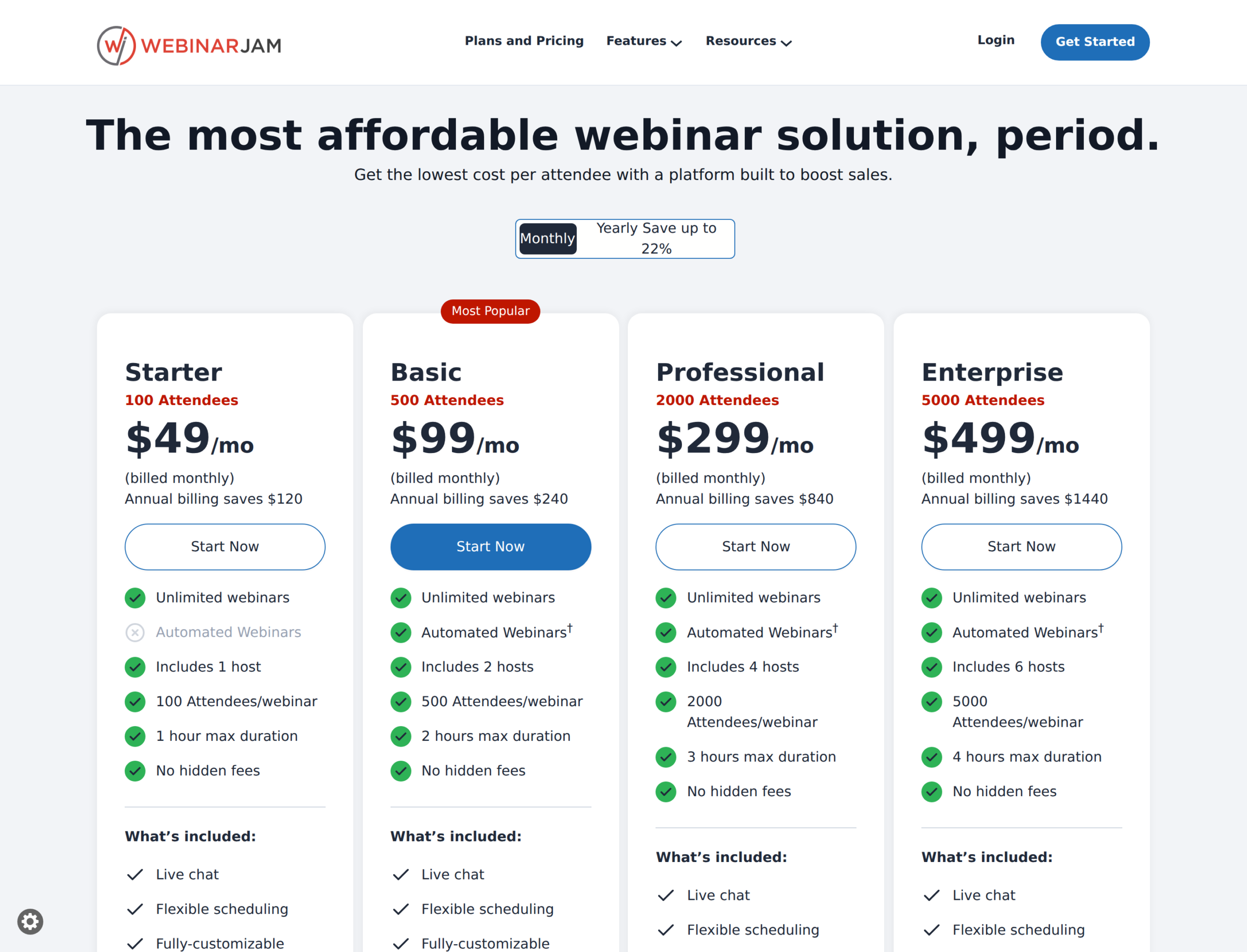 WebinarJam pricing