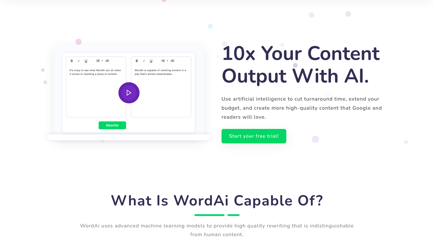 WordAi homepage