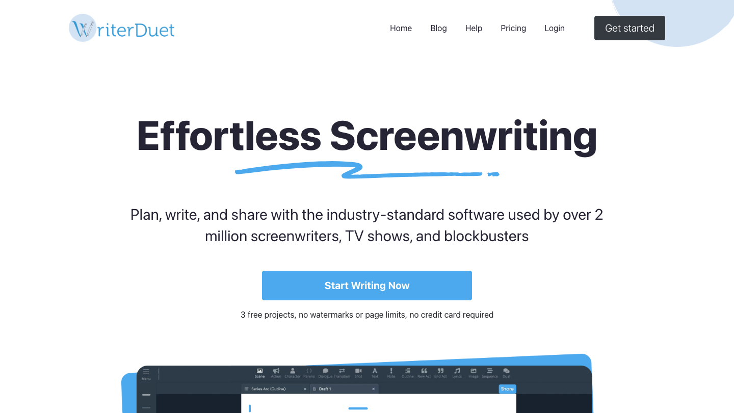 WriterDuet home