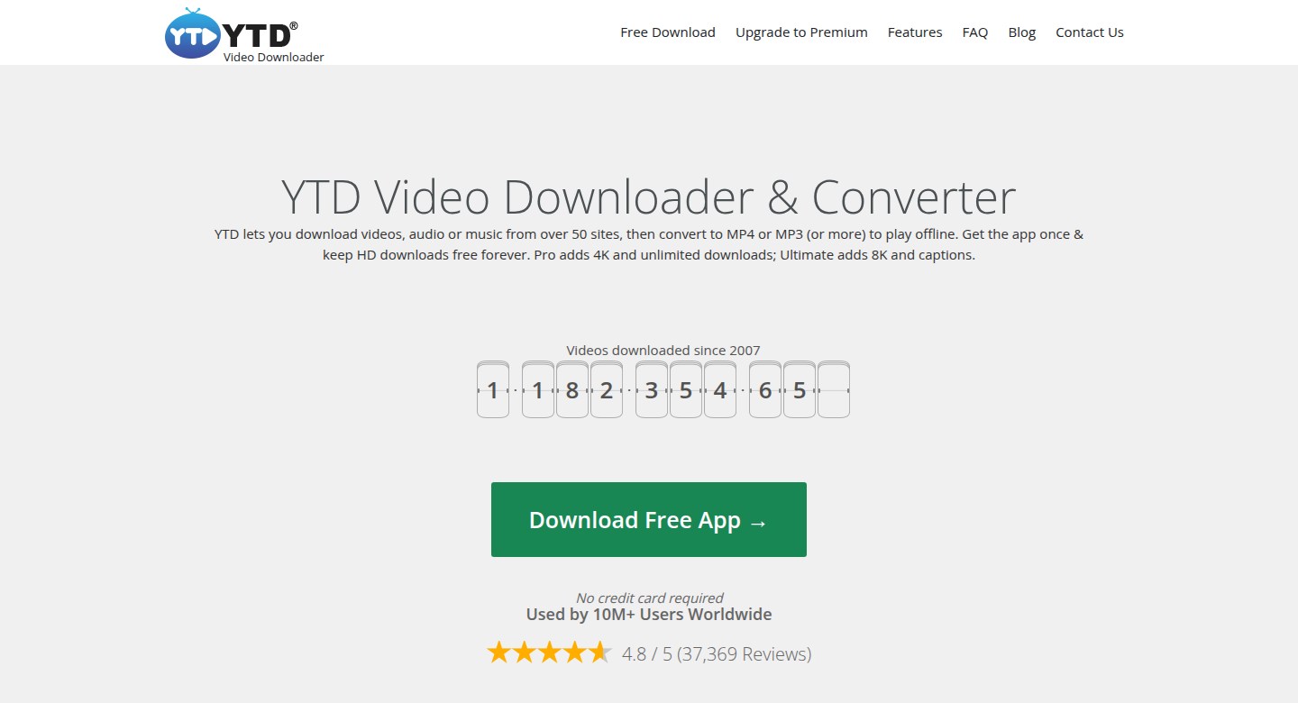 YTD Video Downloader homepage