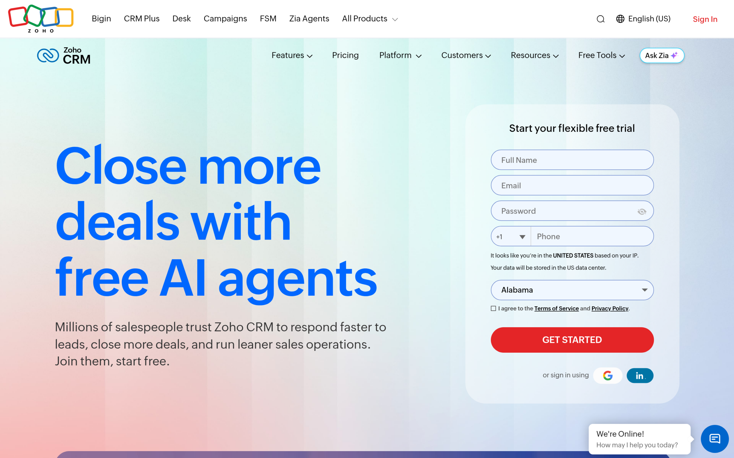 Zoho CRM home Zoho CRM home